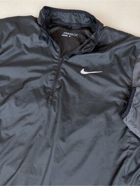 Nike Golf Quarter Zip Pullover Windbreaker Mens Large Black And Gray Two Toned